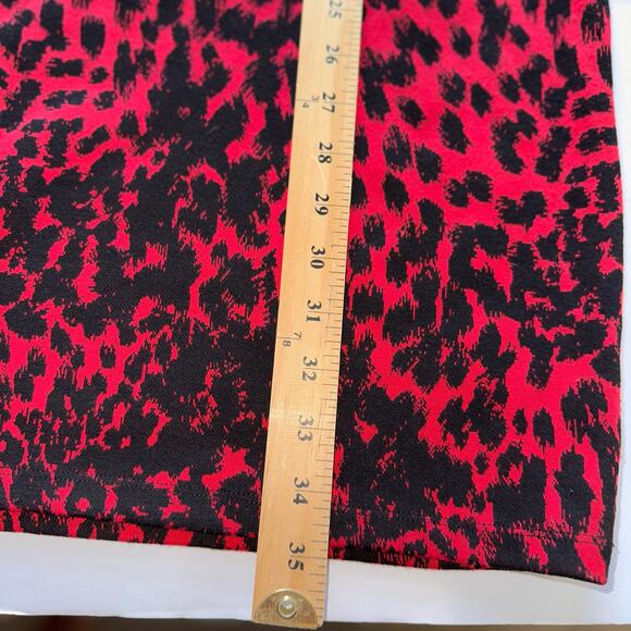 Michael Michael Kors Dress Women’s XL Red Black Animal Print Long Sleeve - Picture 10 of 15
